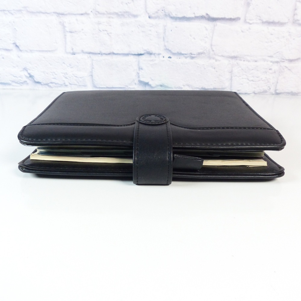 Day Runner FactCentre Organizer Black Faux Leather Vtg 90s Snap Close 3 Ring NOS - Picture 4 of 16